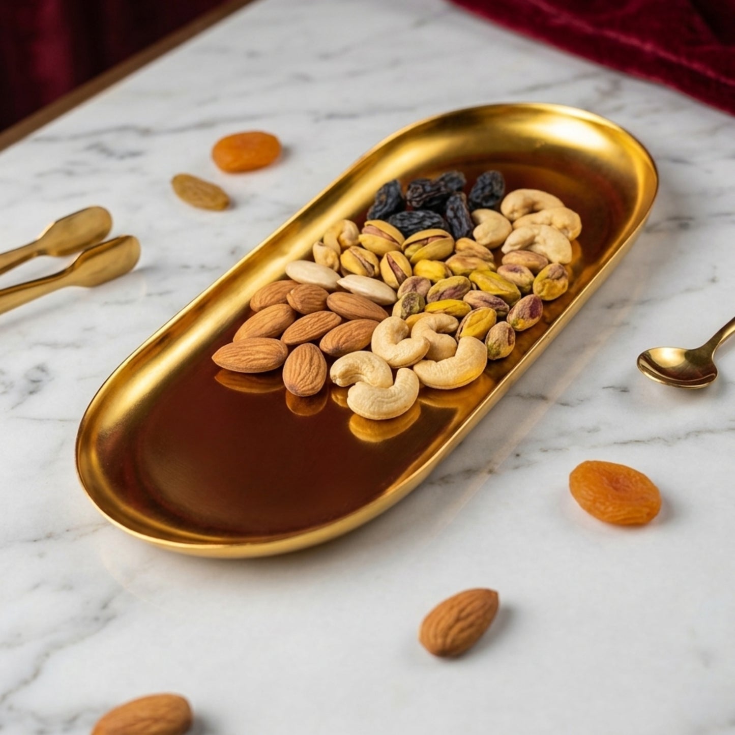 Modern Black Metal Oval Serving Tray | Premium Multipurpose Snack, Tea & Coffee Serving Plate | Decorative Vanity Organizer | 20.32 x 10.16 cm