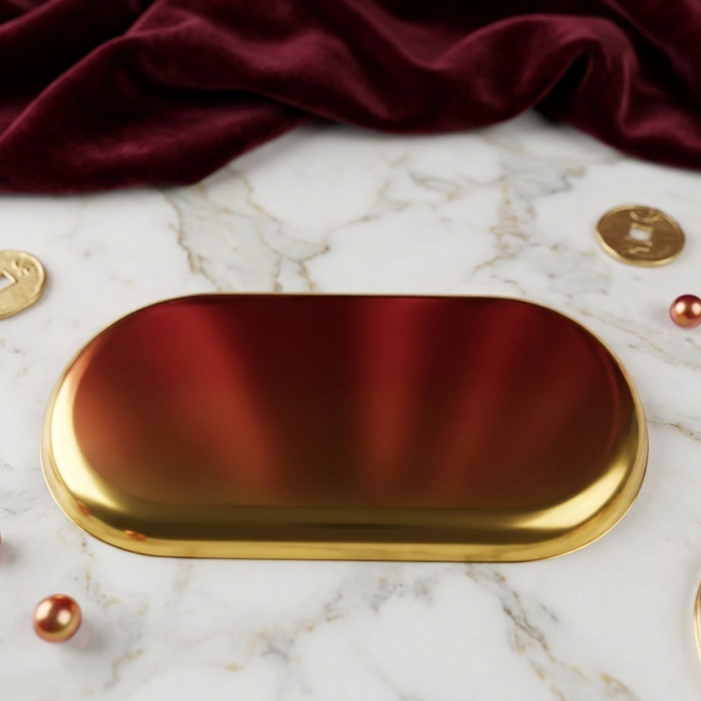 Modern Black Metal Oval Serving Tray | Premium Multipurpose Snack, Tea & Coffee Serving Plate | Decorative Vanity Organizer | 20.32 x 10.16 cm