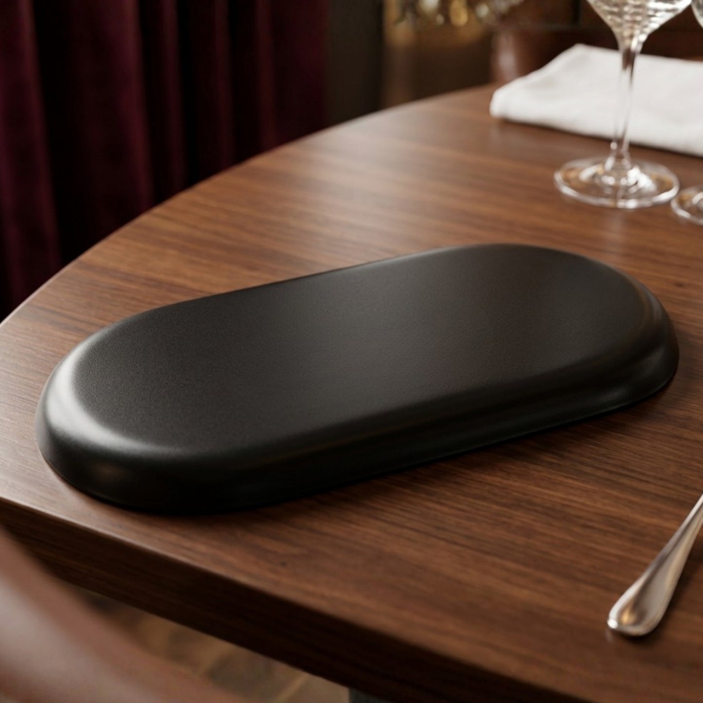 Modern Black Metal Oval Serving Tray | Premium Multipurpose Snack, Tea & Coffee Serving Plate | Decorative Vanity Organizer | 20.32 x 10.16 cm